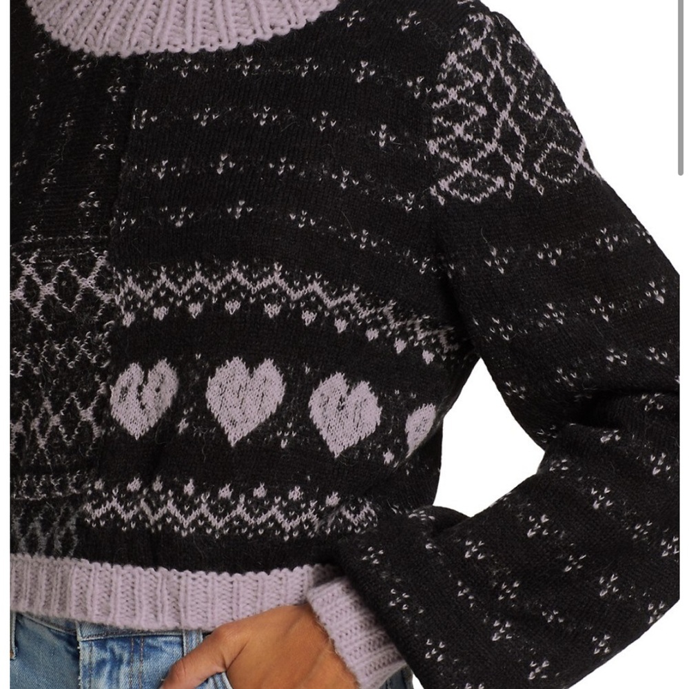 Free People Snow Globe Wool Alpaca Mock Neck Cropped Pullover Sweater: Onyx - Picture 13 of 16